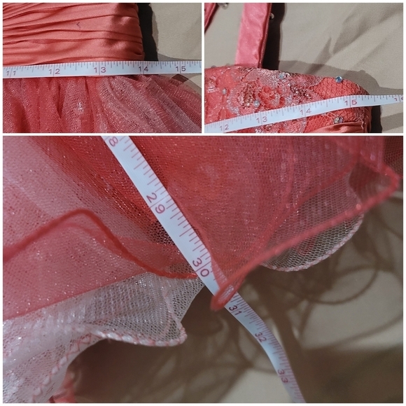 Sherri Hill ✦ Coral Tulle Dress Girls 12 ✦ Beaded Straps Jeweled Brooch Pageant - Picture 10 of 17